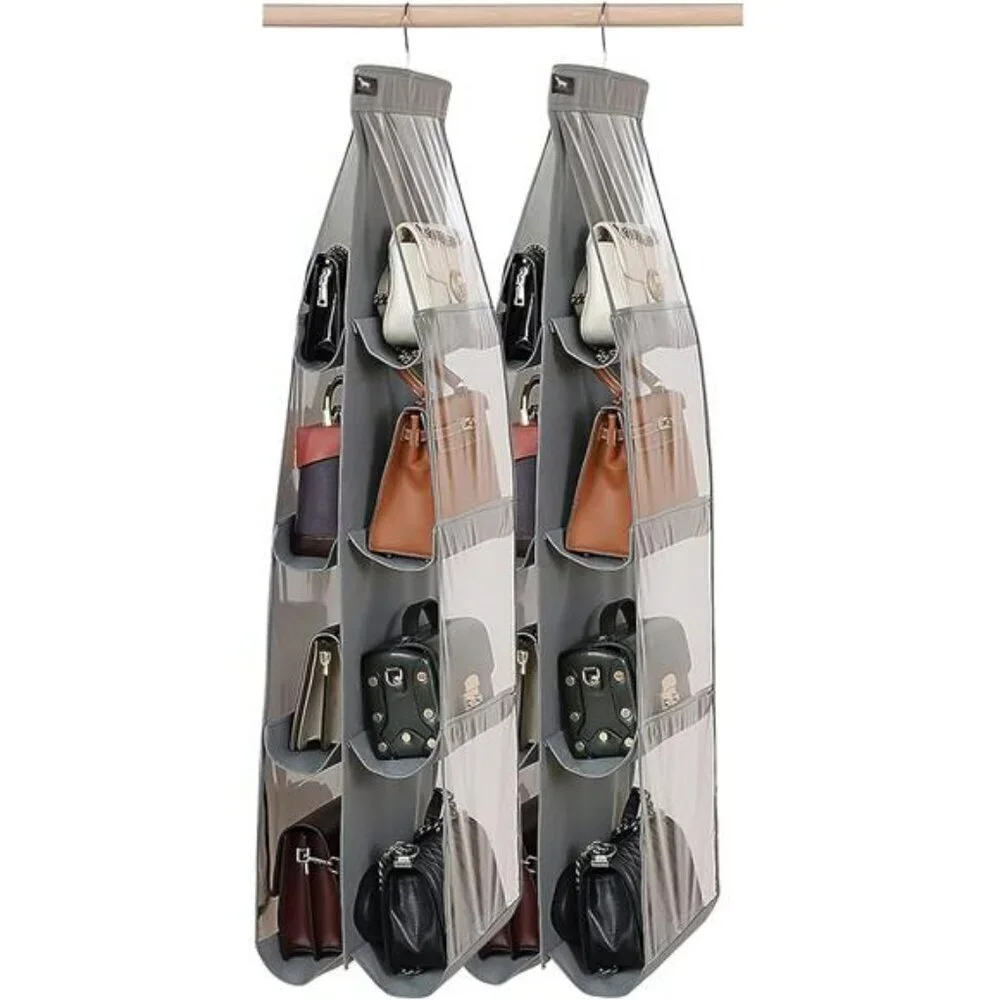 Closet Purse Organizer Hanger 2 Pack Clear Handbag Storage Heavy Duty Hooks